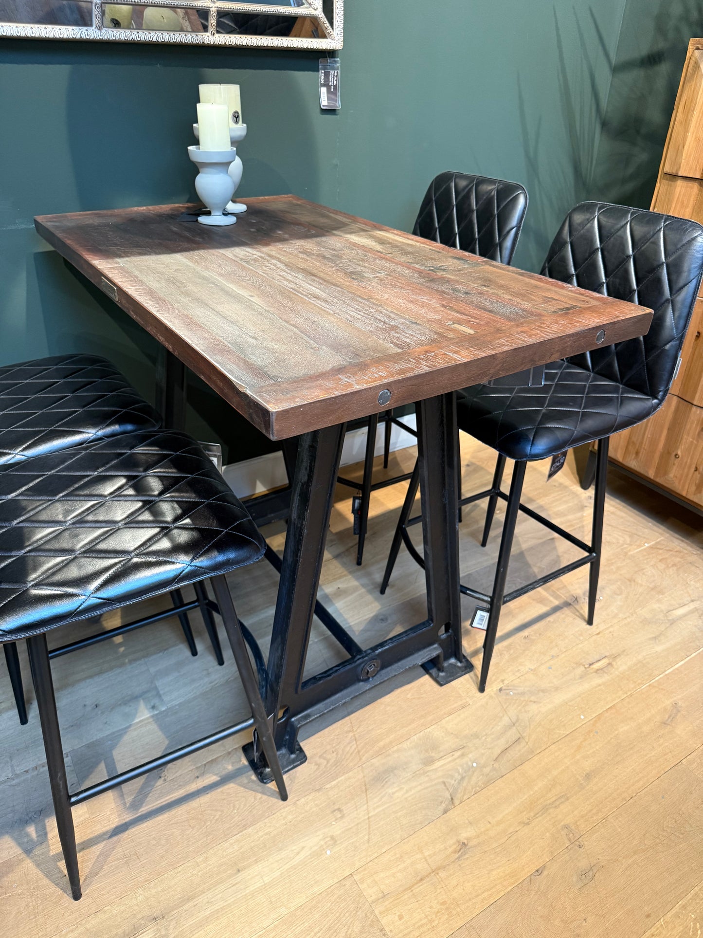 TABLE HAUTE DE BAR BISTROT EN BOIS DE MANGUIER ET FONTE - meuble-ebeniste.com devient meuble-ebeniste.fr