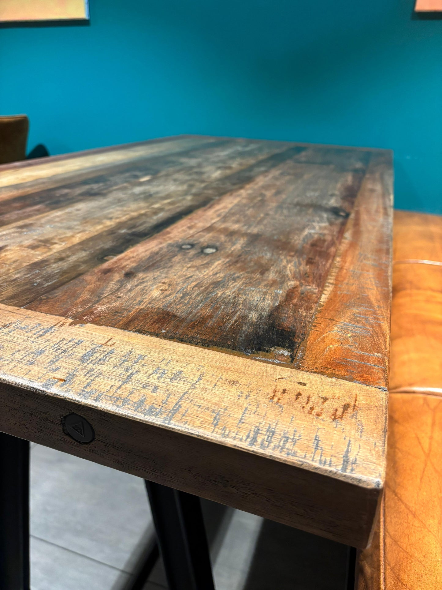 TABLE HAUTE DE BAR BISTROT EN BOIS DE MANGUIER ET FONTE
