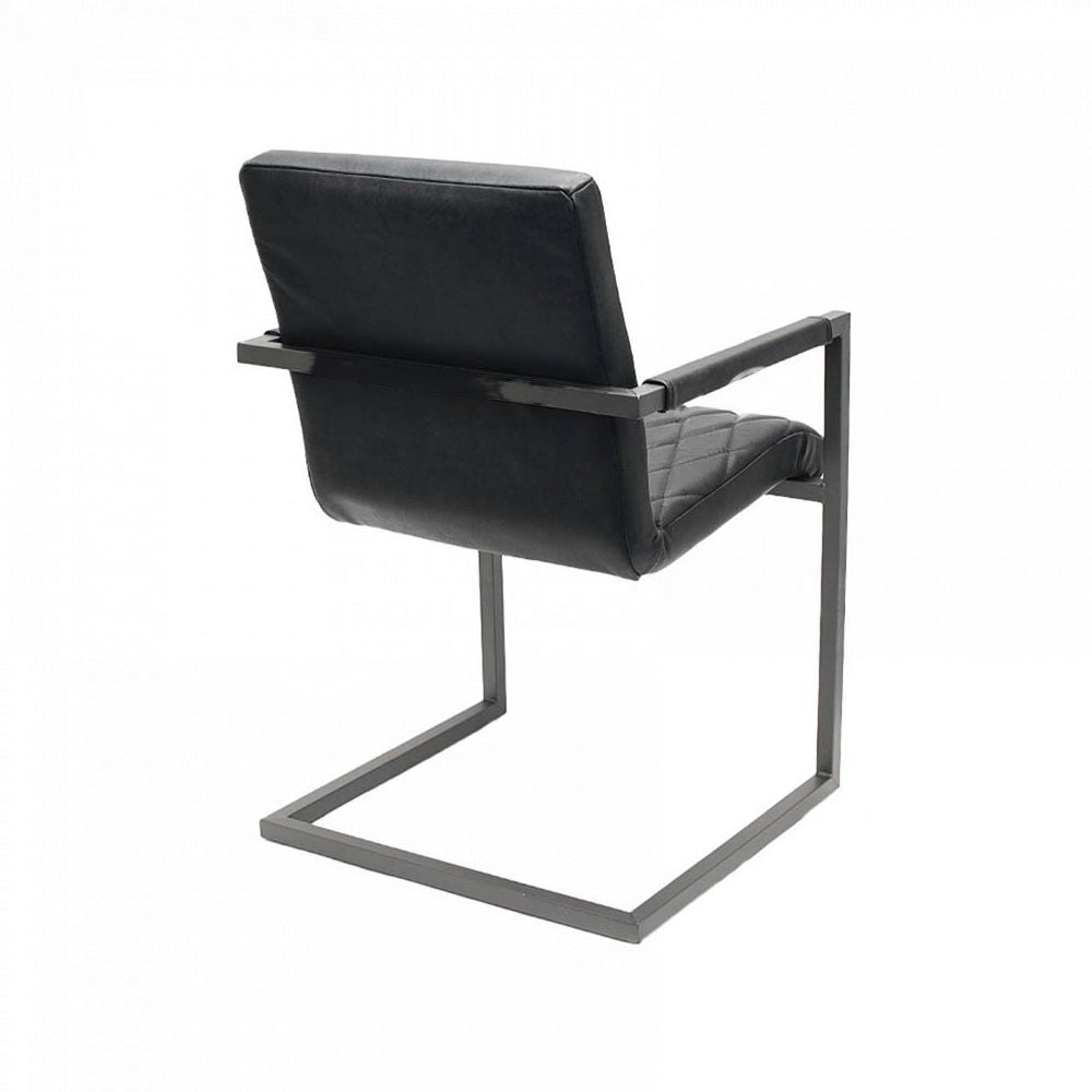 Chaise en Cuir Noir avec Accoudoirs - STELLARE