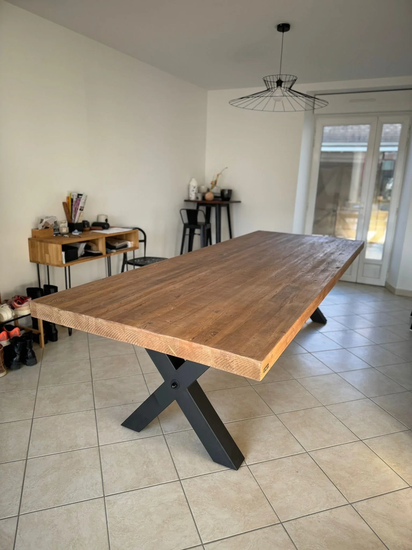 Grande Table en Bois Massif Pieds X "RIETI" (300cm) | Meuble Ébéniste