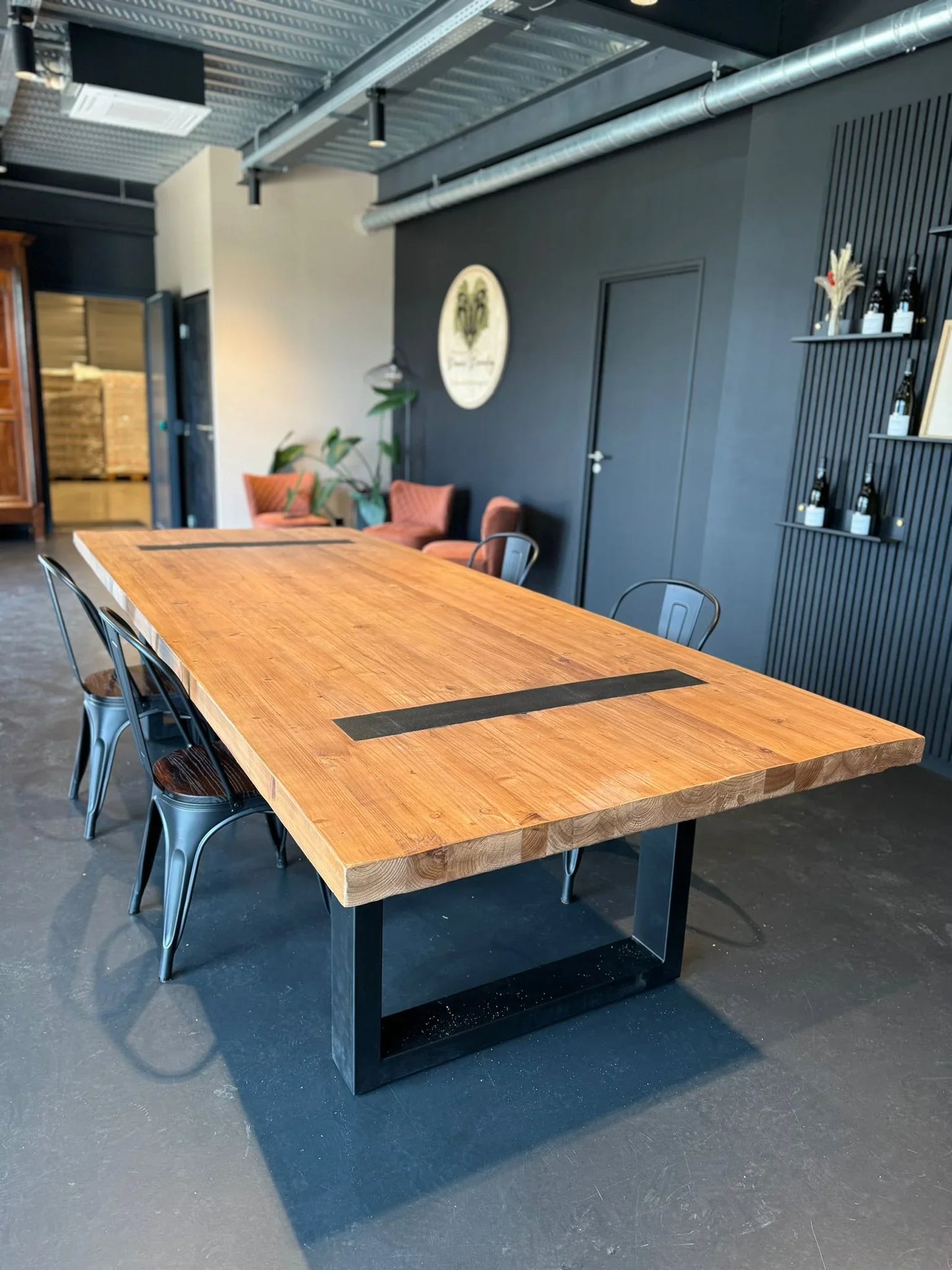 Table Bois Massif Pieds U Apparents (300cm) | Meuble Ébéniste