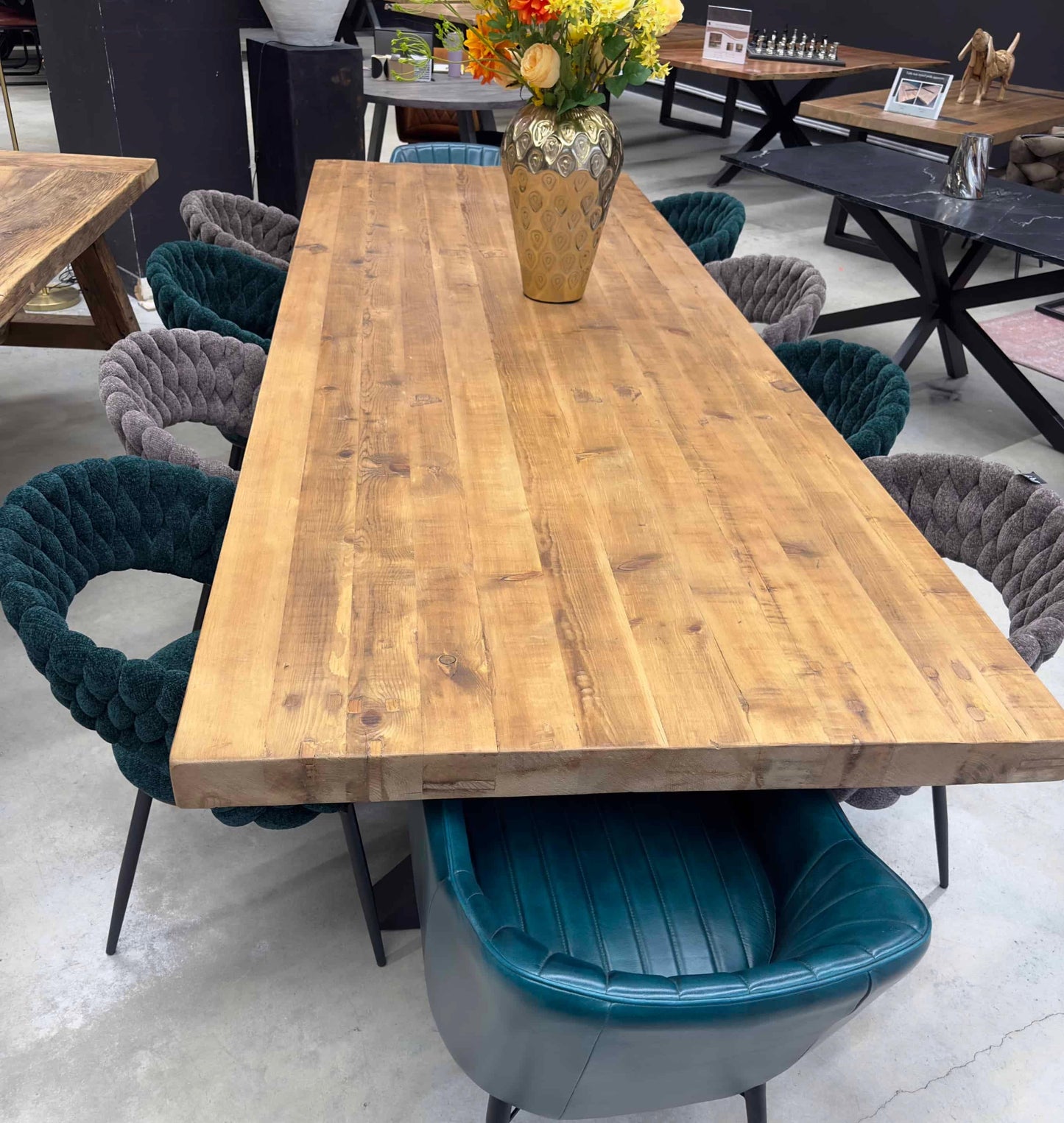 Grande Table en Bois Massif Pieds X "RIETI" (300cm) | Meuble Ébéniste
