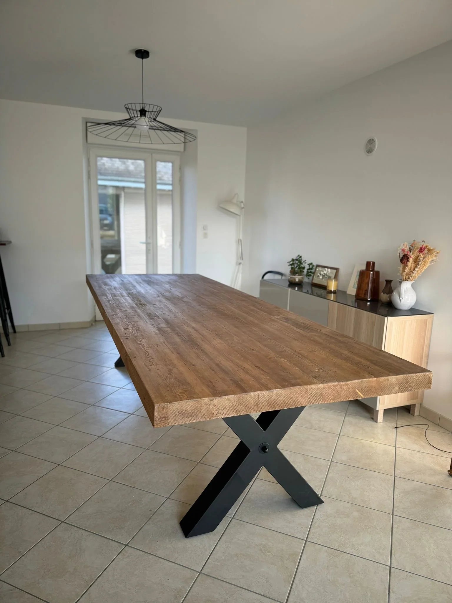 Table en Bois Massif Pieds X "RIETI" (240cm) | Meuble Ébéniste