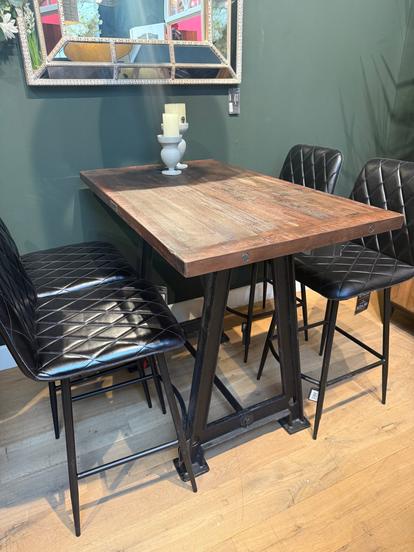 TABLE HAUTE DE BAR BISTROT EN BOIS DE MANGUIER ET FONTE - meuble-ebeniste.com devient meuble-ebeniste.fr