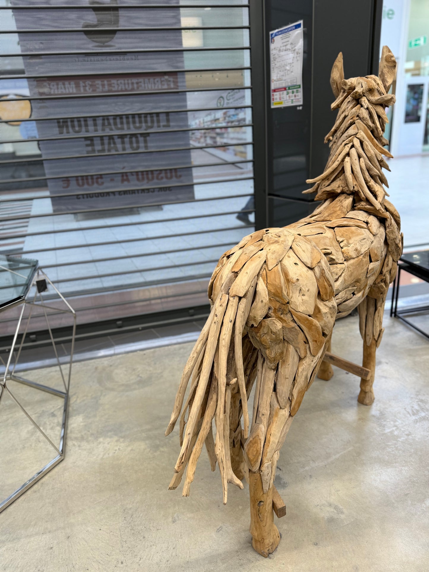 Grande Sculpture de Cheval en Teck Massif | Meuble Ébéniste