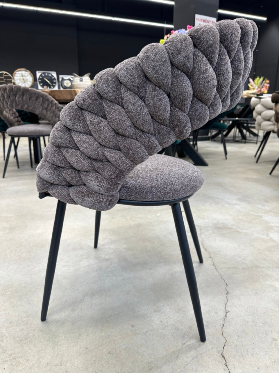 Lot de 2 Chaises Design "SPIRALE" en Tissu Torsadé | Meuble Ébéniste