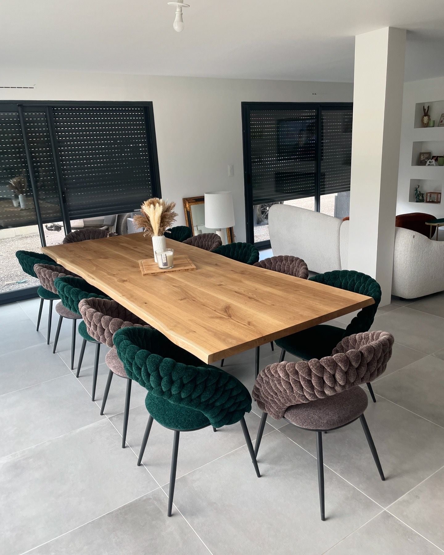 Lot de 2 Chaises Design "SPIRALE" en Tissu Torsadé | Meuble Ébéniste