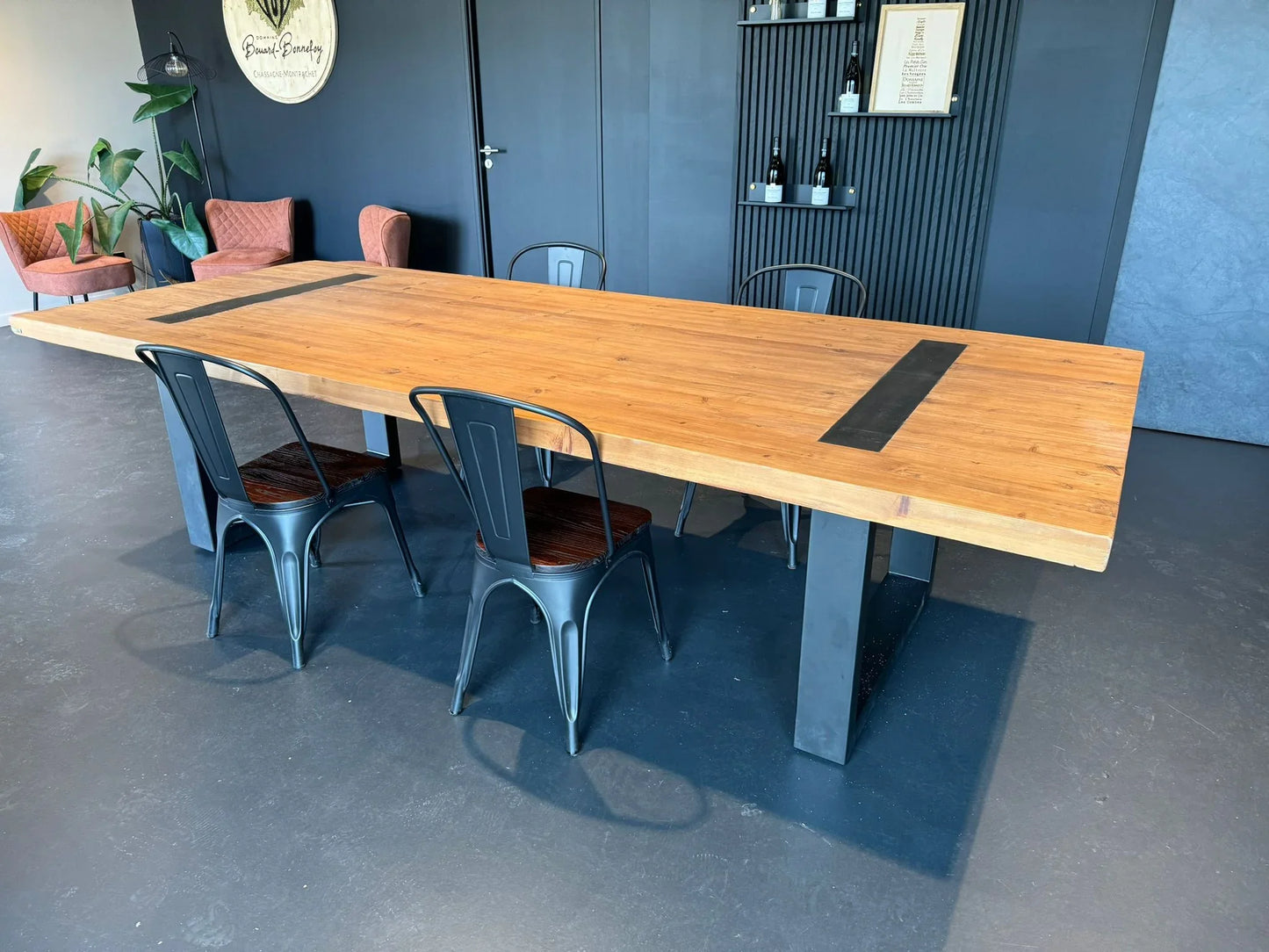 Table Bois Massif Pieds U Apparents (300cm) | Meuble Ébéniste