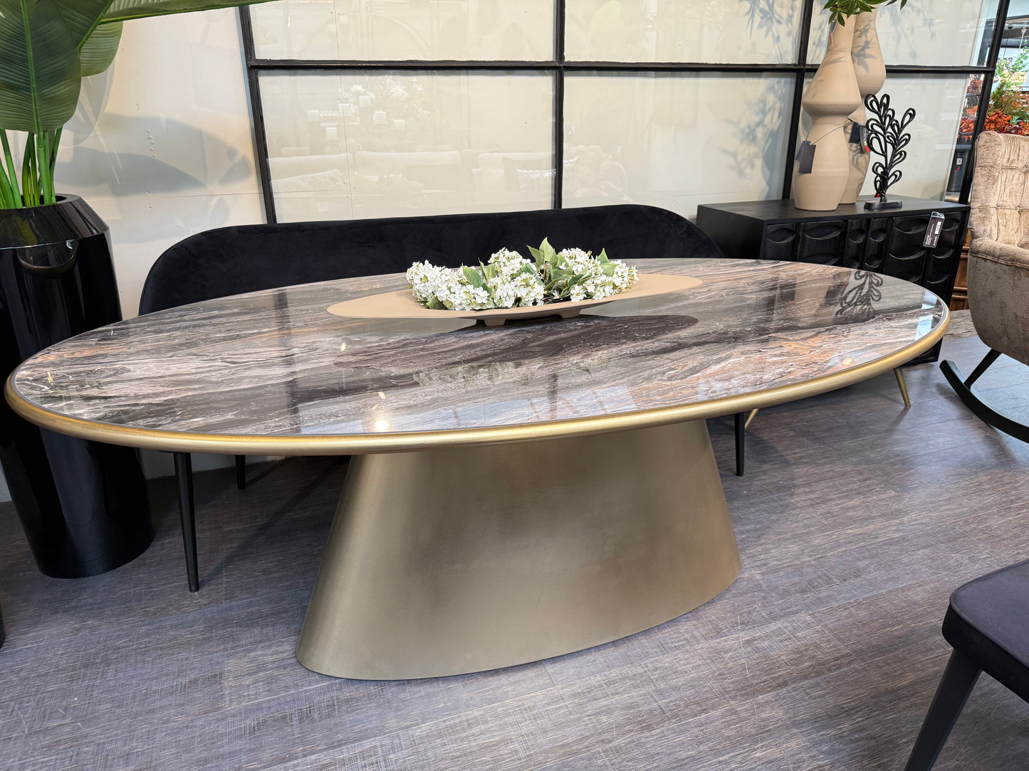 Aurore Ovale - Table de salle à manger ovale en céramique Natural Gold