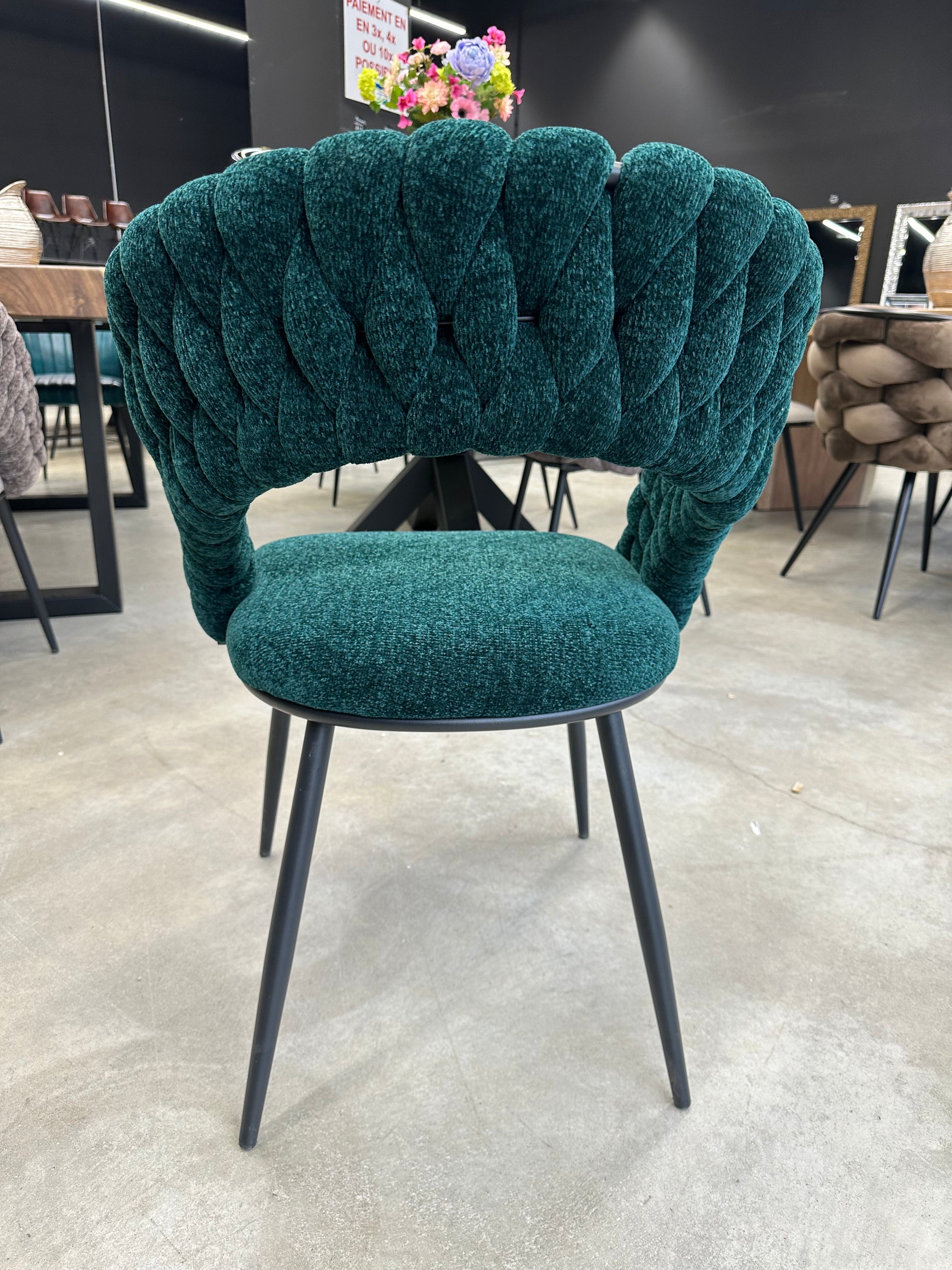 Lot de 2 Chaises Design "SPIRALE" en Tissu Torsadé | Meuble Ébéniste