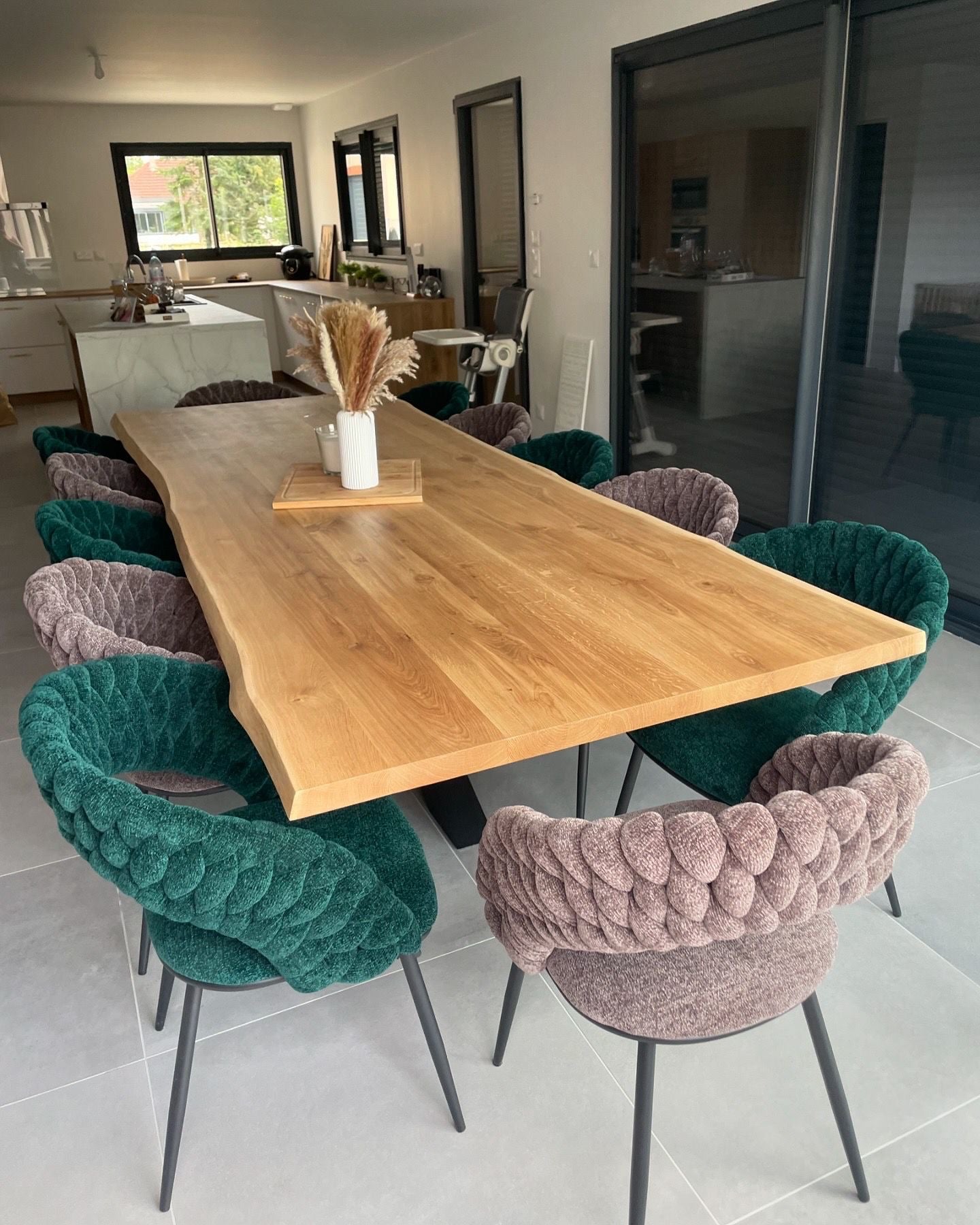 Lot de 2 Chaises Design "SPIRALE" en Tissu Torsadé | Meuble Ébéniste