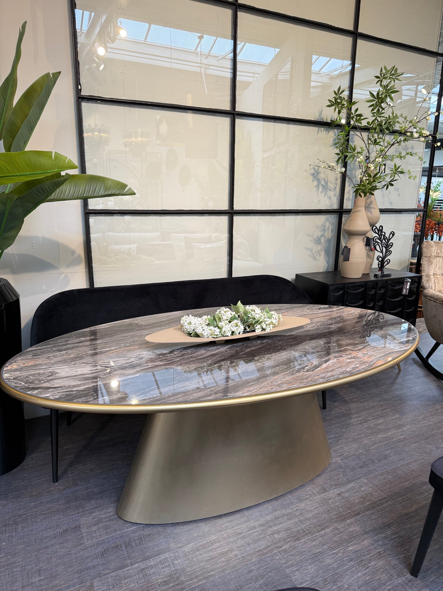 Aurore Ovale - Table de salle à manger ovale en céramique Natural Gold - meuble-ebeniste.com devient meuble-ebeniste.fr
