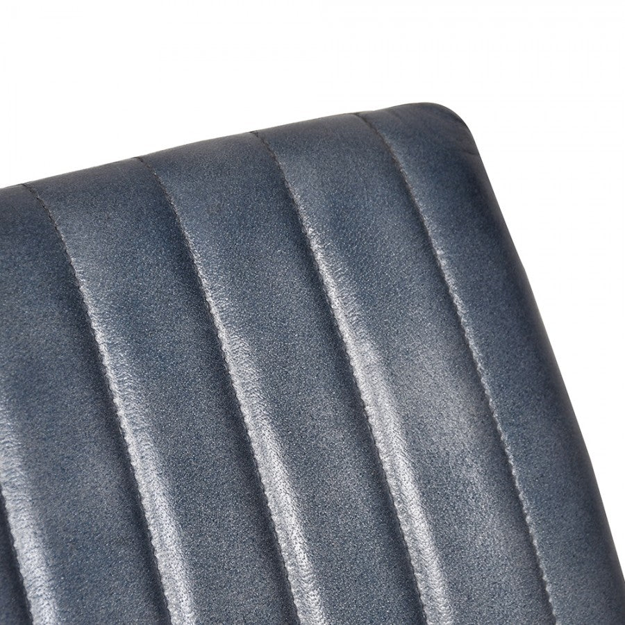 Chaise en Cuir Bleu Pétrole et Métal "BLUMARE" | Meuble Ébéniste