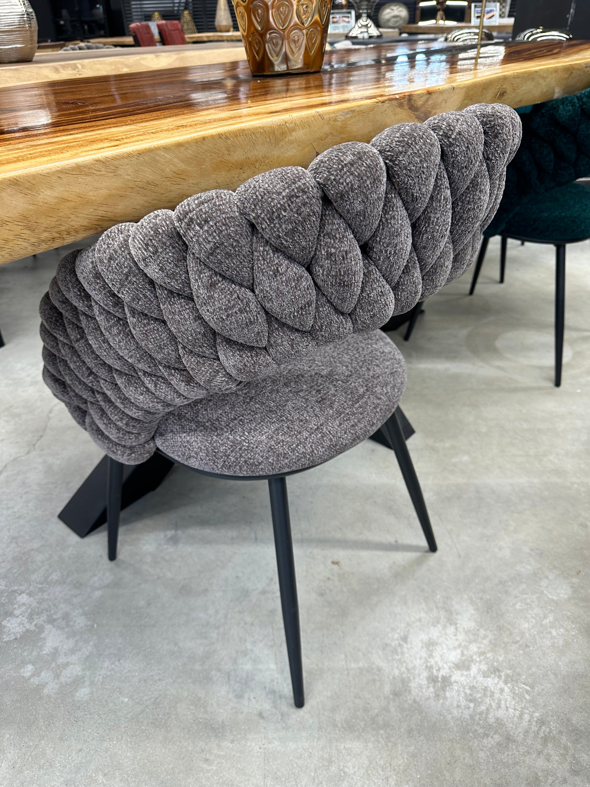 Lot de 2 Chaises Design "SPIRALE" en Tissu Torsadé | Meuble Ébéniste