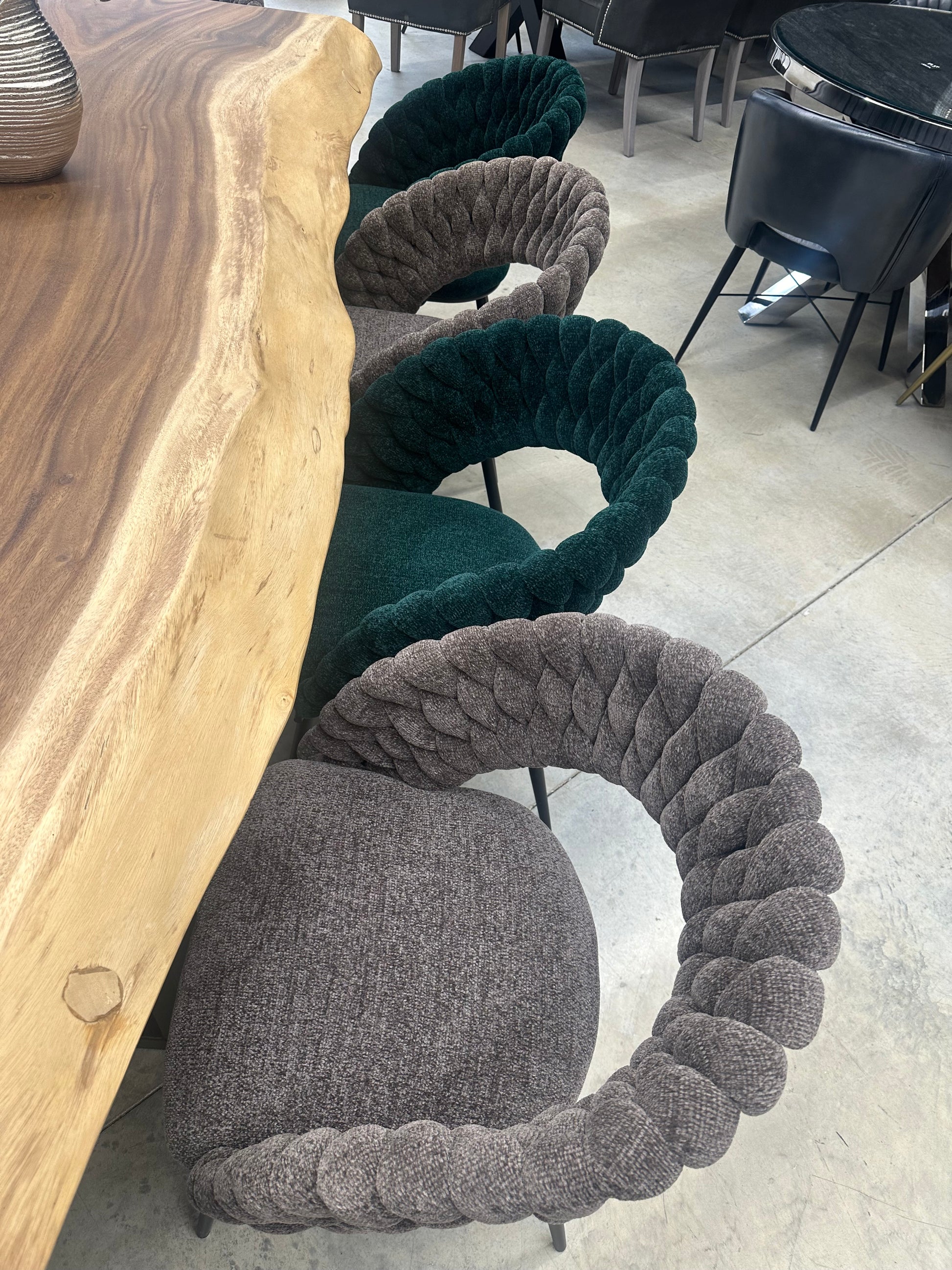 Lot de 2 Chaises Design "SPIRALE" en Tissu Torsadé | Meuble Ébéniste