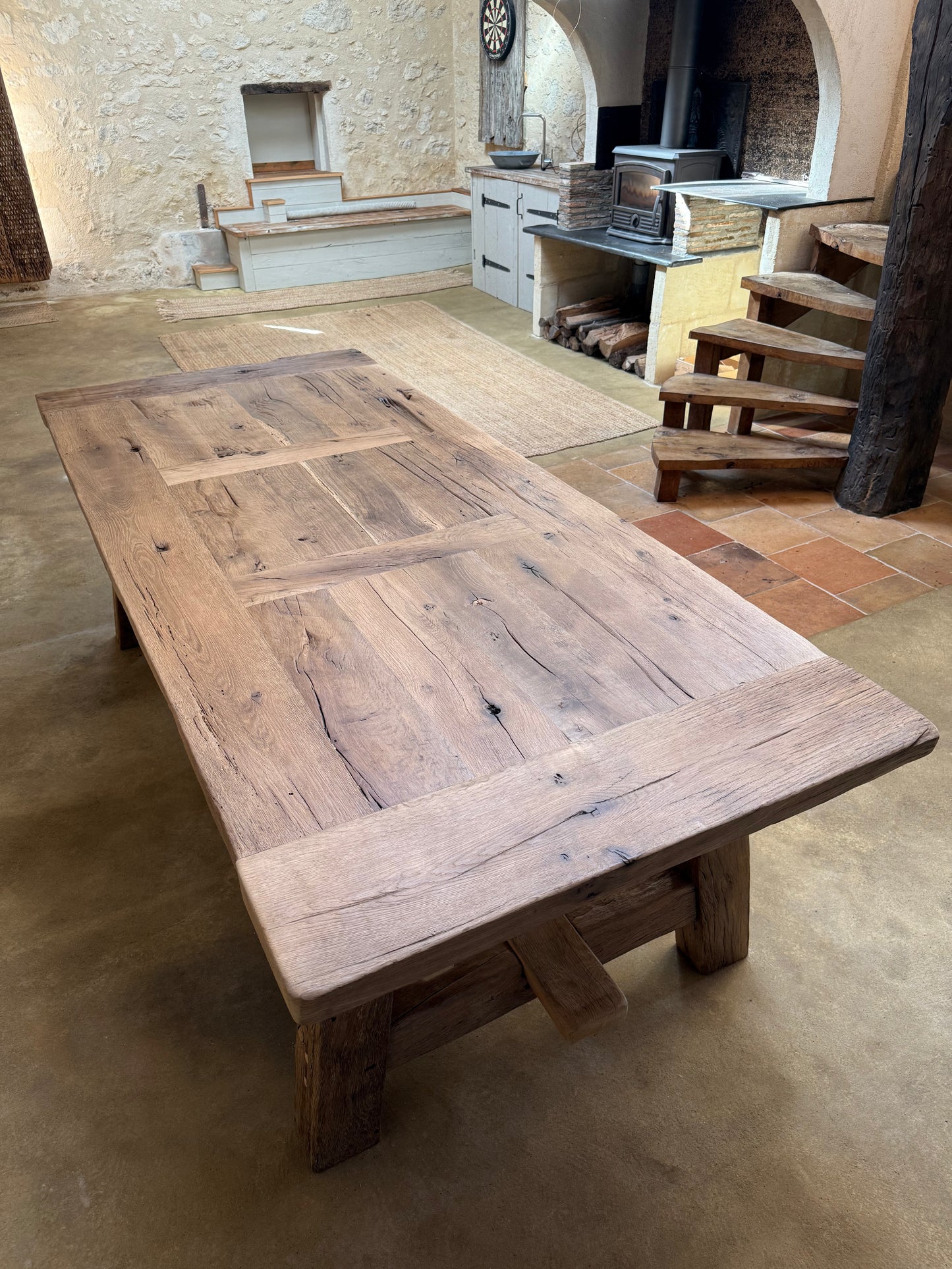 Table de Ferme en Vieux Chêne Massif sur Mesure | Meuble Ébéniste