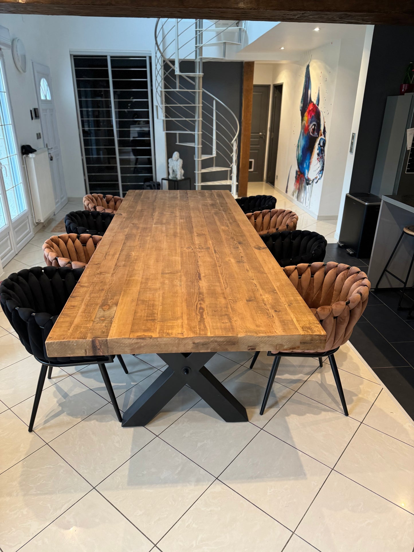 Table en Bois Massif avec Élégants Pieds en X RIETI - 300 x 110 cm
