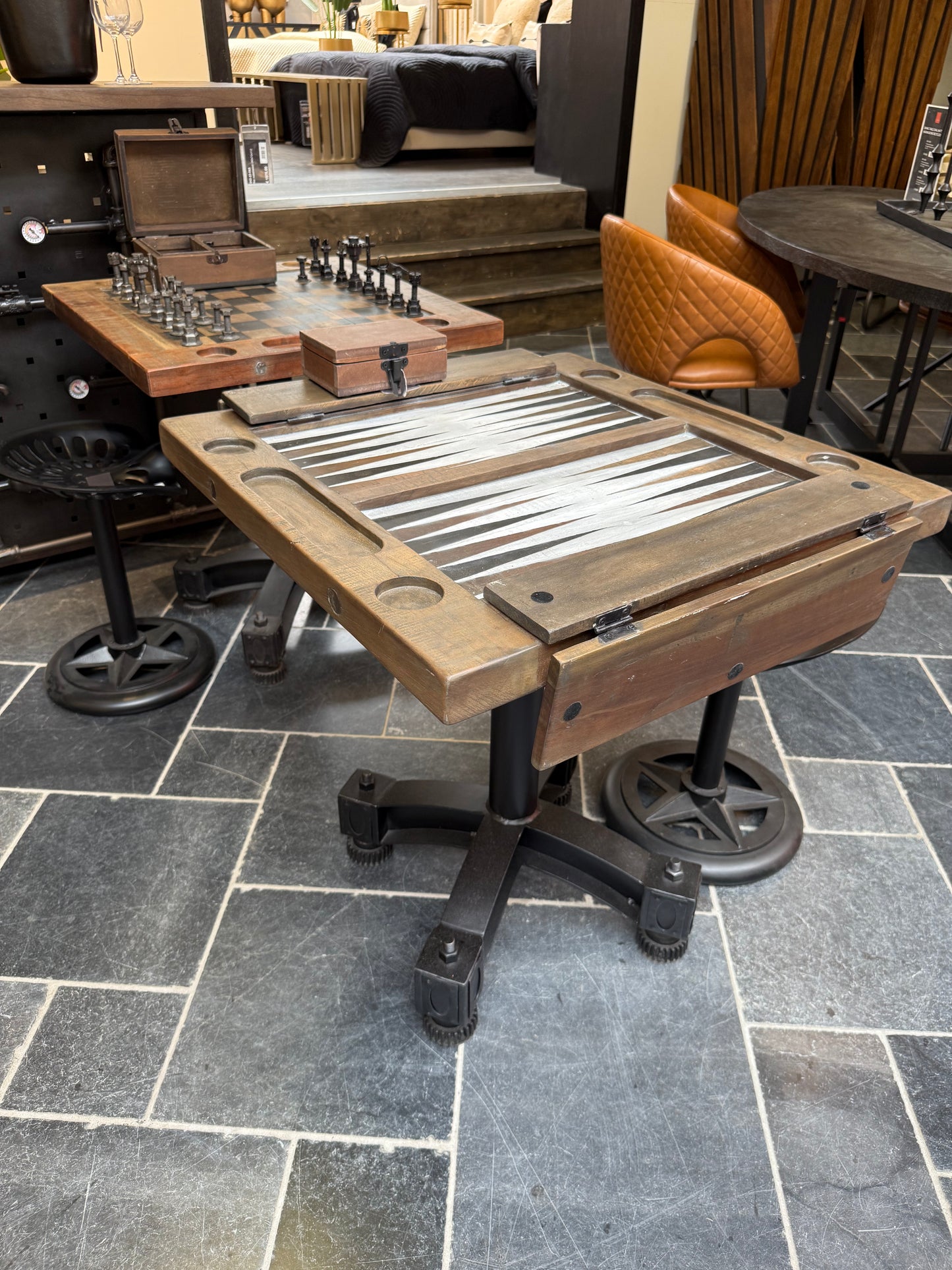 Table de Backgammon en bois de manguier haut de gamme