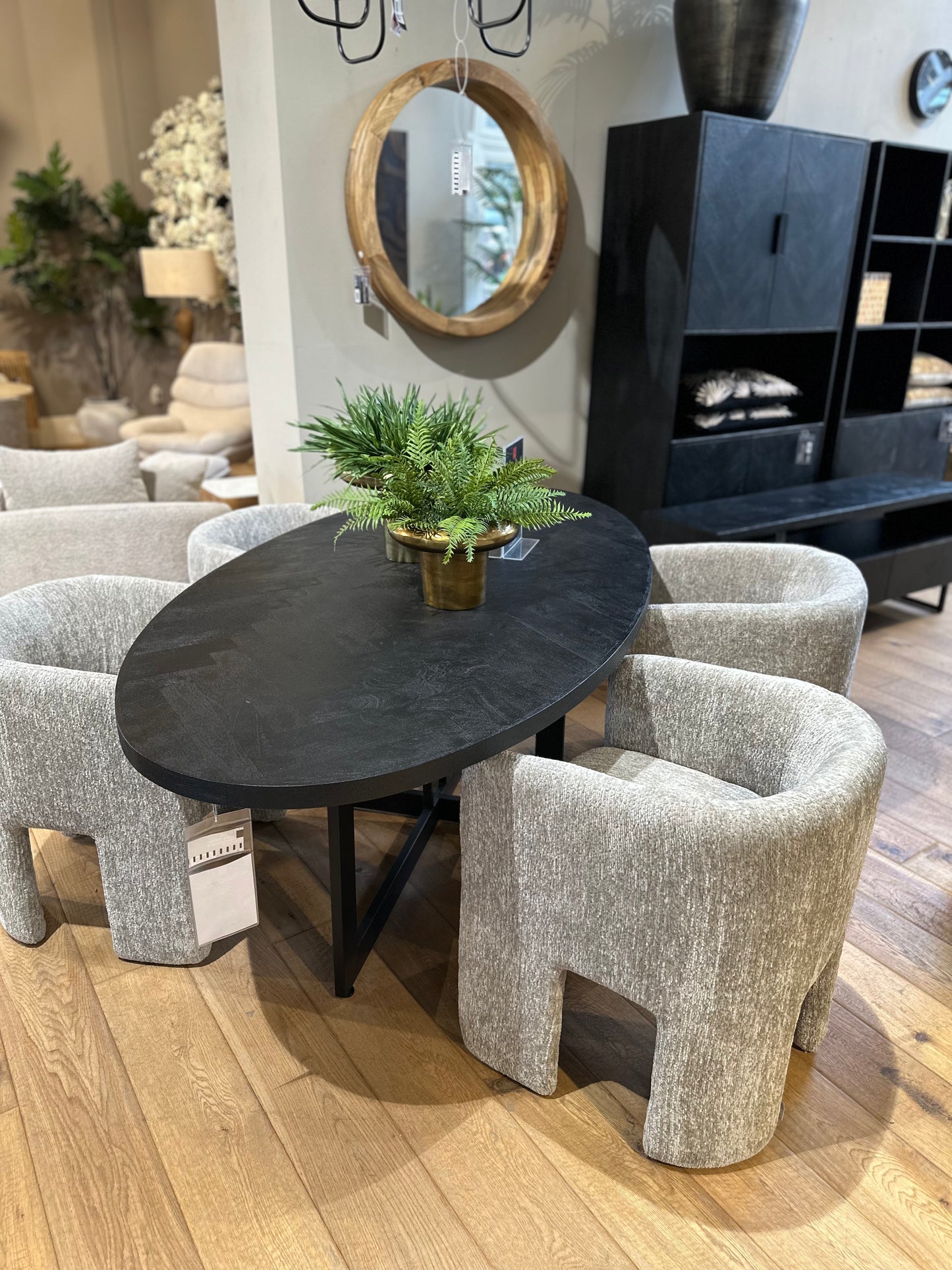 Fauteuil Design "ZIGGY" en Tissu Gris Clair