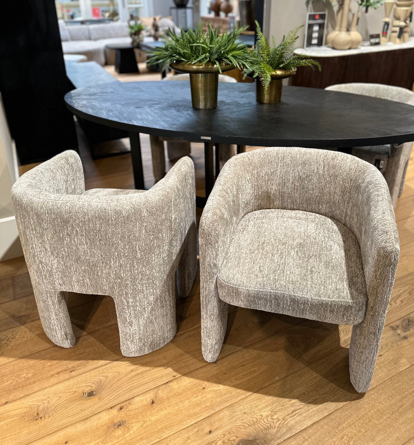 Fauteuil Design "ZIGGY" en Tissu Gris Clair