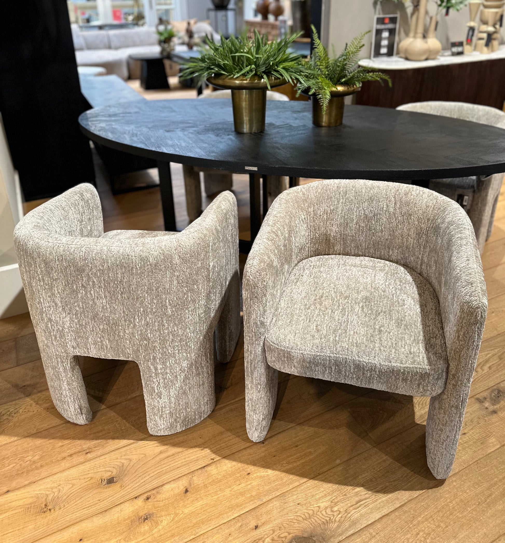 Fauteuil Design "ZIGGY" en Tissu Gris Clair