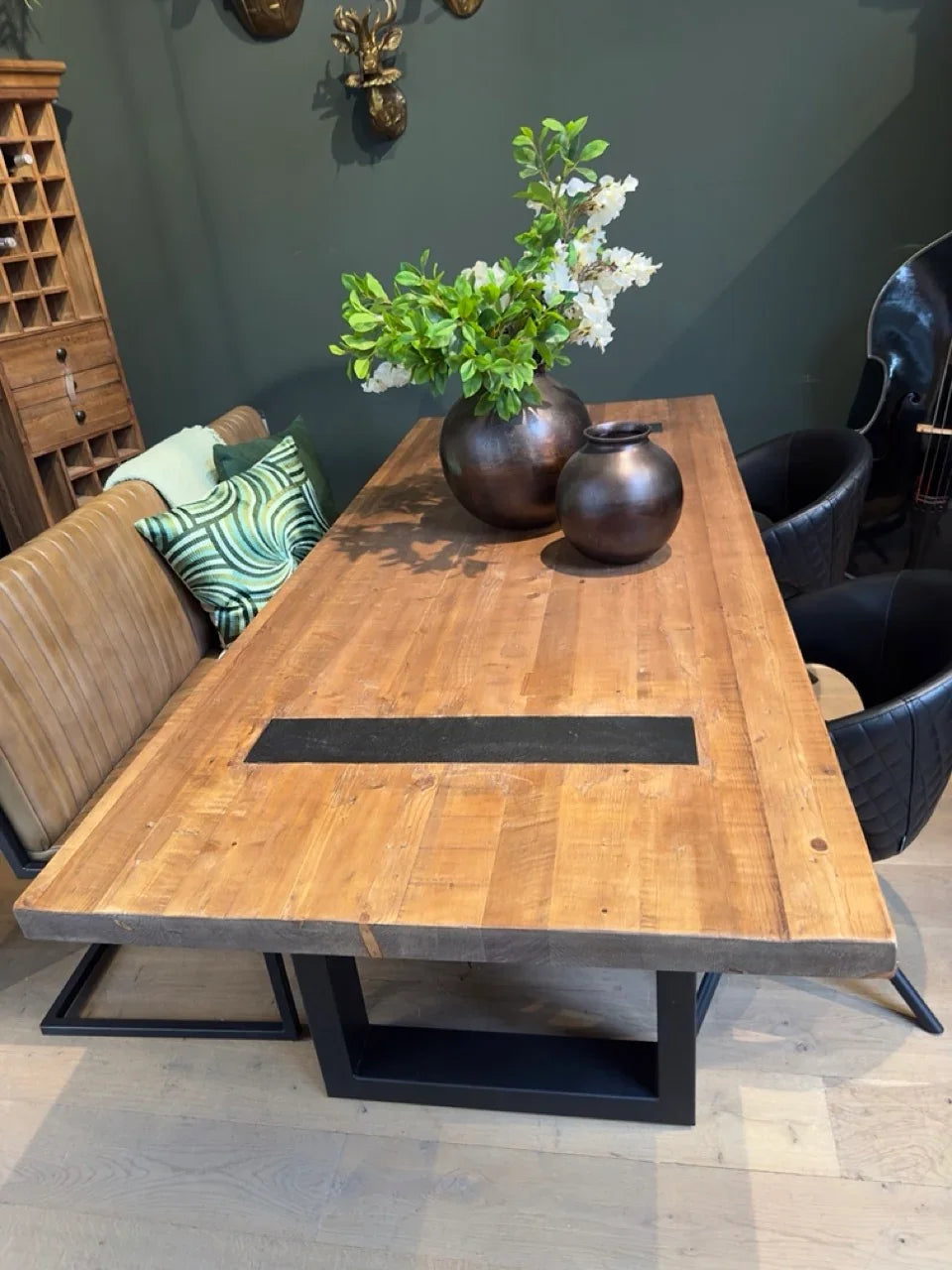 Table Bois Massif Pieds U Apparents (300cm) | Meuble Ébéniste
