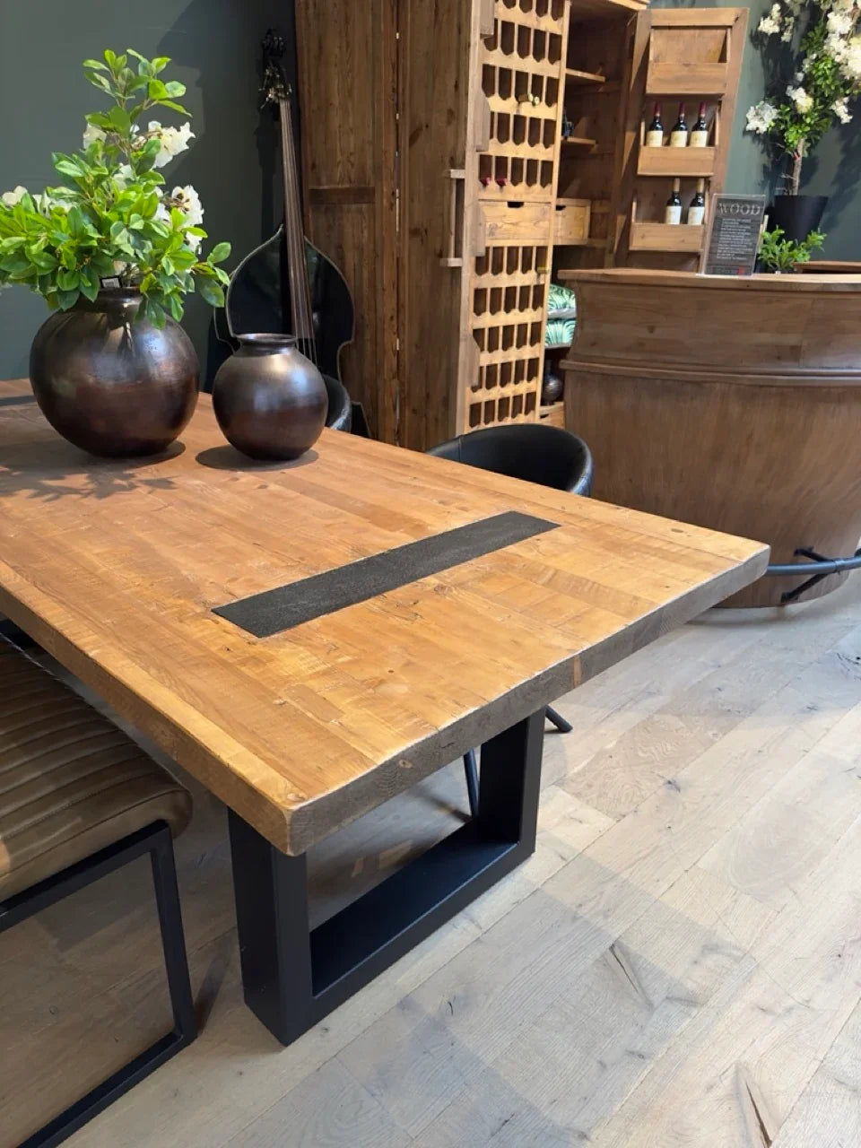 Table Bois Massif Pieds U Apparents (300cm) | Meuble Ébéniste