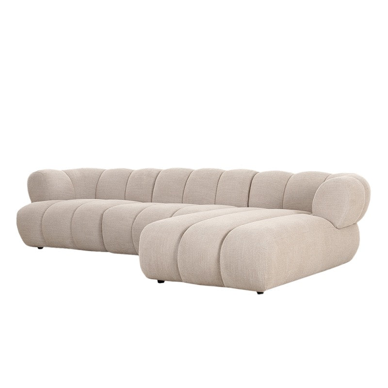 Canapé d'Angle Modulaire 4 Places "Verona" - Tissu Beige chic