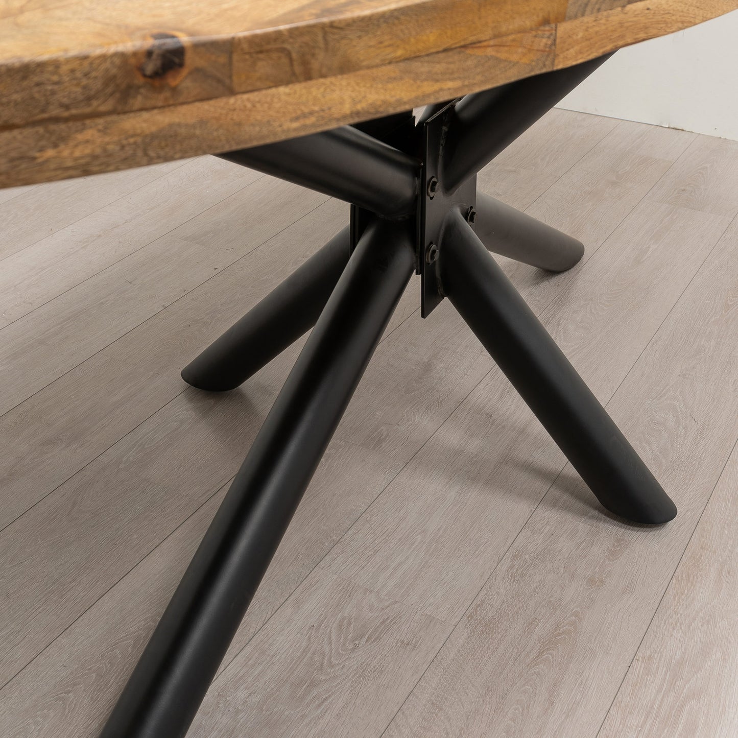 Table Ovale en Manguier Massif Pied Mikado "KALAMATA" | Meuble Ébéniste