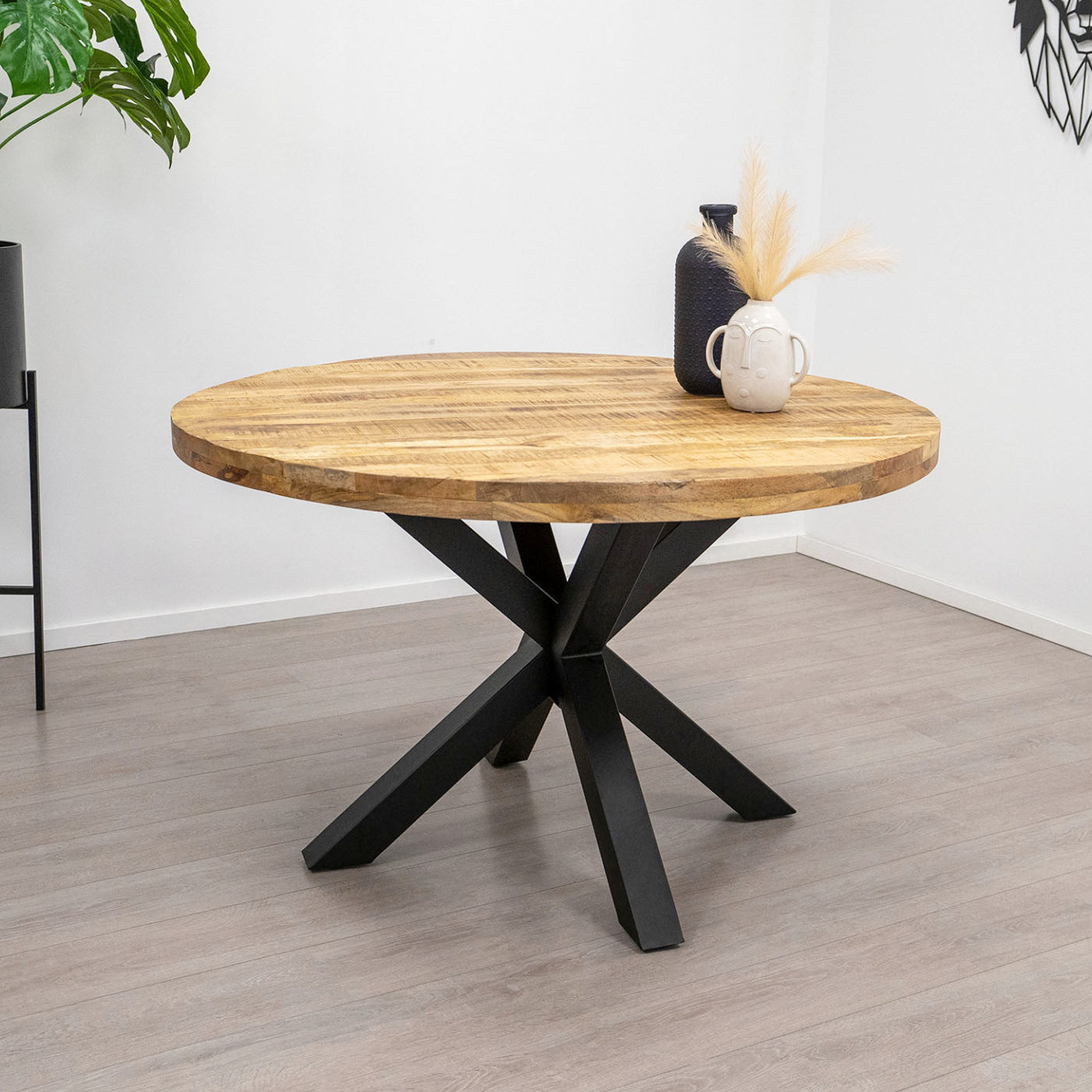 Table ronde manguier et pied métal central - KALAMATA