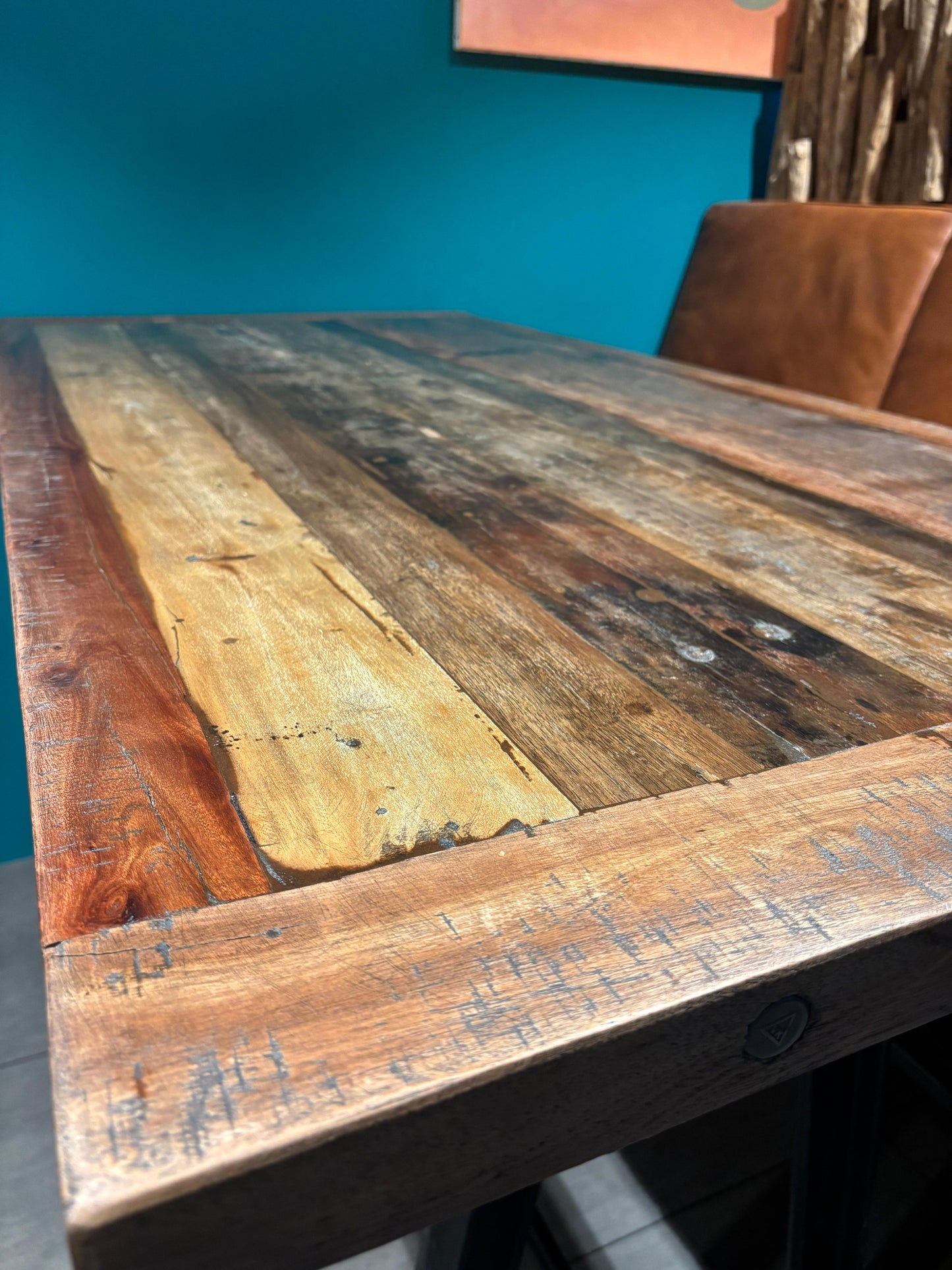 TABLE HAUTE DE BAR BISTROT EN BOIS DE MANGUIER ET FONTE - meuble-ebeniste.com devient meuble-ebeniste.fr