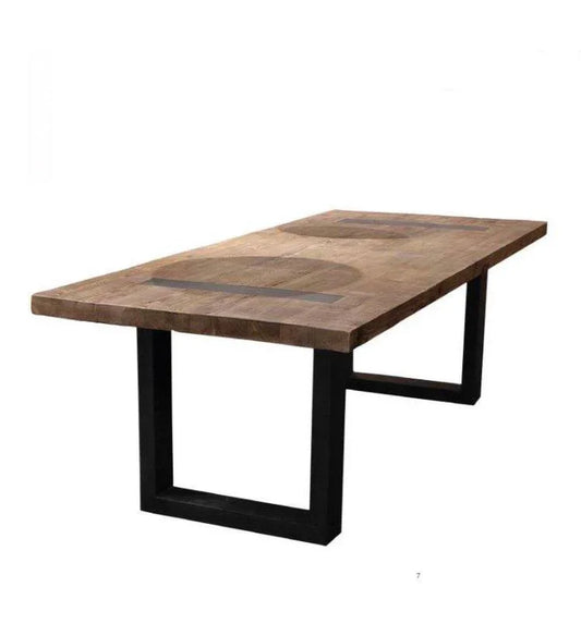 Table en Bois Massif avec Pieds U Apparents