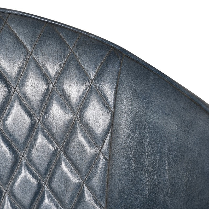 Chaise en Cuir Bleu et Métal Doré "PALAZZO" | Meuble Ébéniste