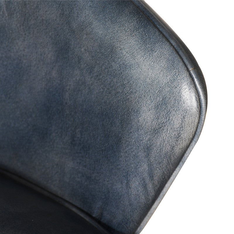 Chaise en Cuir Bleu et Métal Doré "PALAZZO" | Meuble Ébéniste