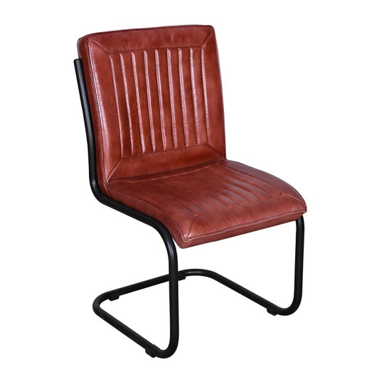 Chaise cuir et métal rouge brun moderne loft - TRASTEVERE - meuble-ebeniste.com devient meuble-ebeniste.fr