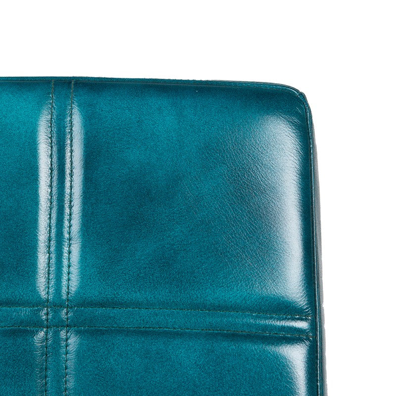 Chaise en cuir et métal turquoise - RESIA - meuble-ebeniste.com devient meuble-ebeniste.fr