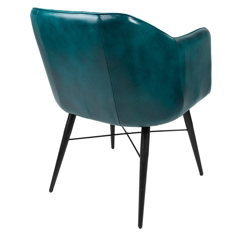 Chaise Design en Cuir Turquoise et Métal - TURCHESE