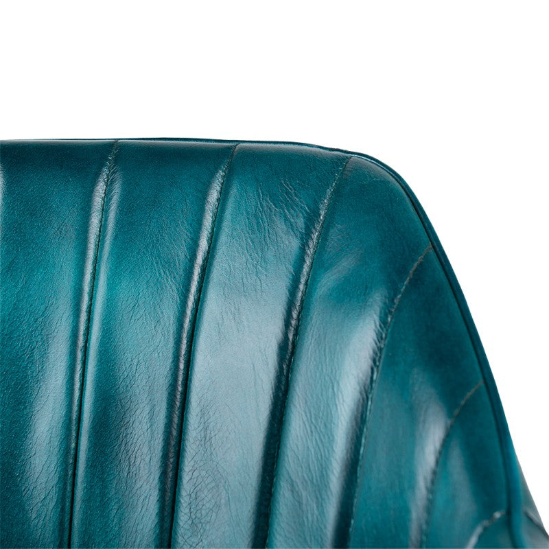 Chaise Design en Cuir Turquoise et Métal - TURCHESE