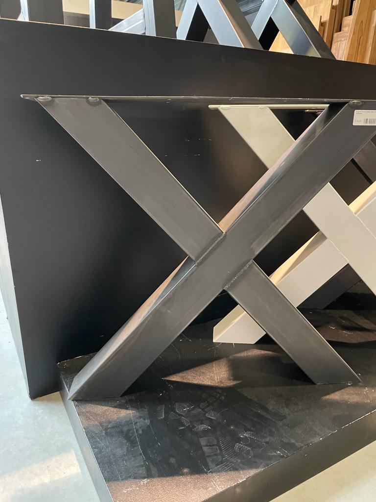 Lot de 2 Pieds de Table Forme X en Métal Noir Mat | Meuble Ébéniste