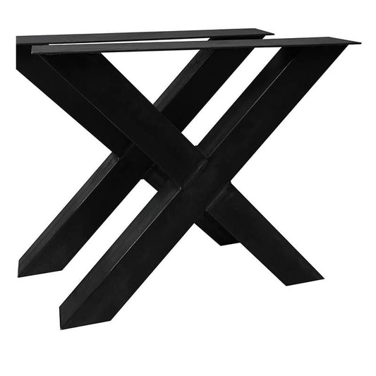 Lot de 2 Pieds de Table Forme X en Métal Noir Mat | Meuble Ébéniste