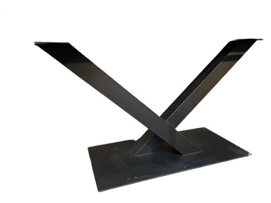 Pied de Table Central Forme V en Métal Noir Mat | Meuble Ébéniste