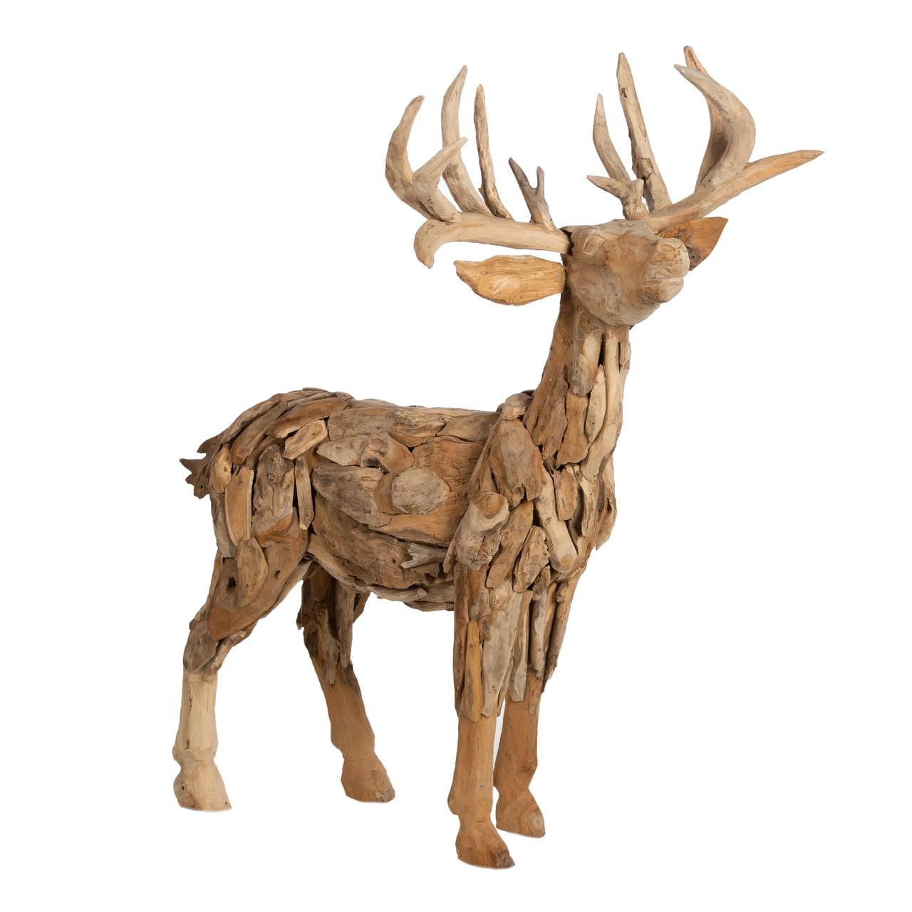 Sculpture artisanale bois massif teck - CERF - meuble-ebeniste.com devient meuble-ebeniste.fr