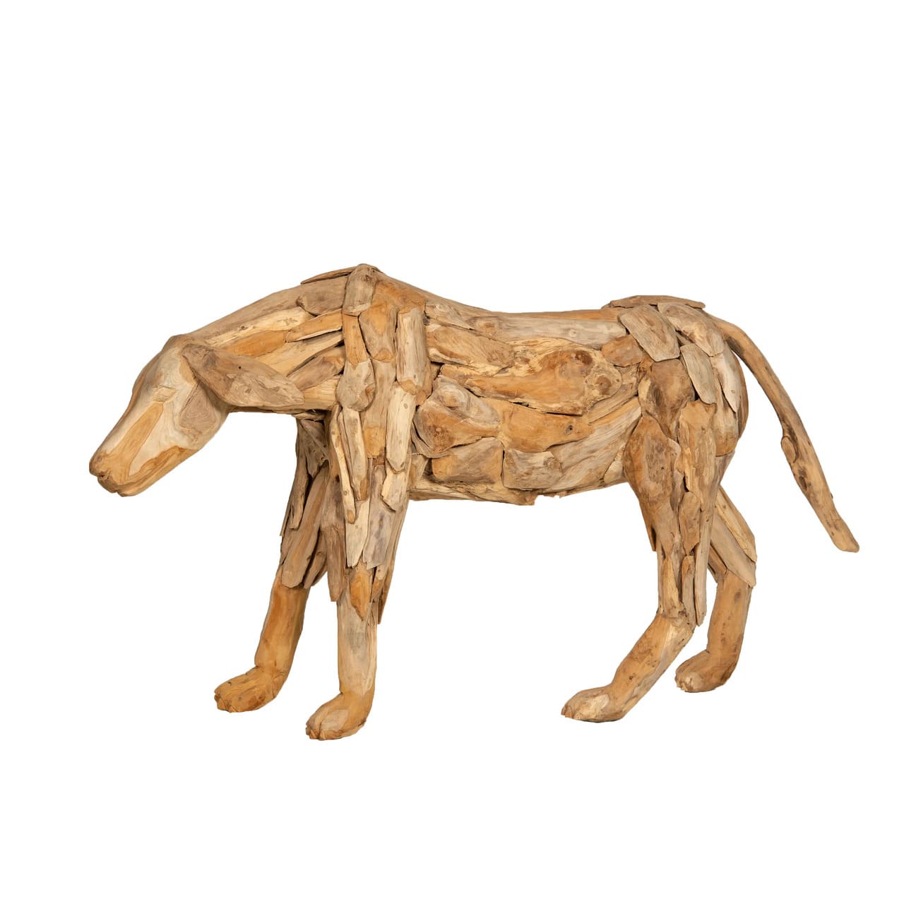 Sculpture artisanale bois massif teck - CHIEN - meuble-ebeniste.com devient meuble-ebeniste.fr