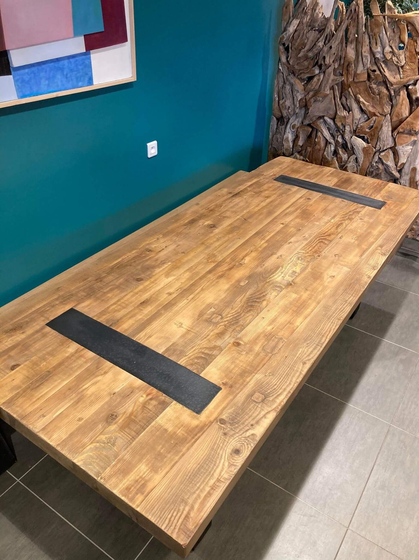 Table Bois Massif Pieds U Apparents (300cm) | Meuble Ébéniste