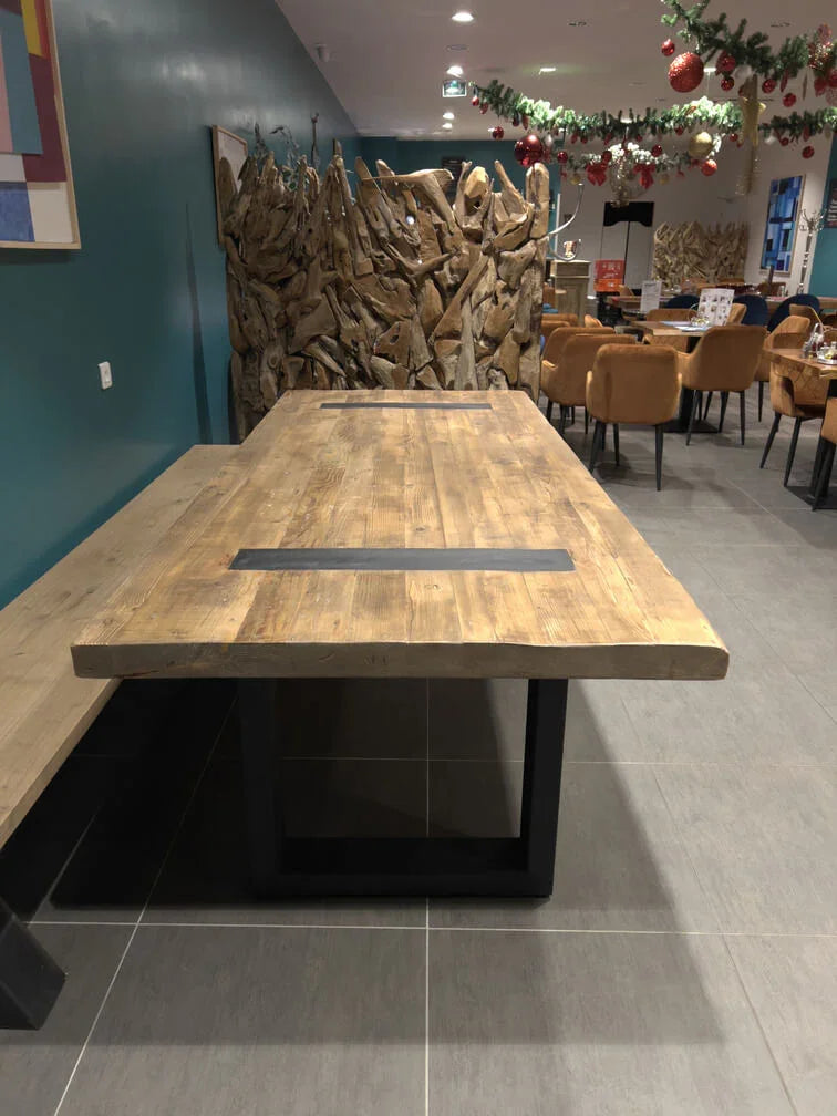 Table Bois Massif Pieds U Apparents (300cm) | Meuble Ébéniste