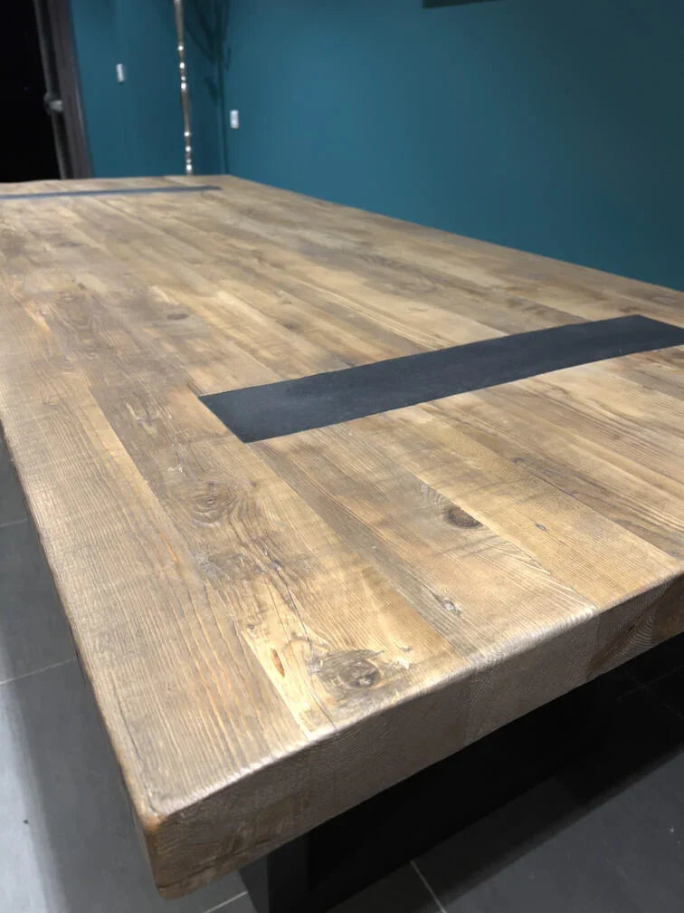 Table Bois Massif Pieds U Apparents (300cm) | Meuble Ébéniste