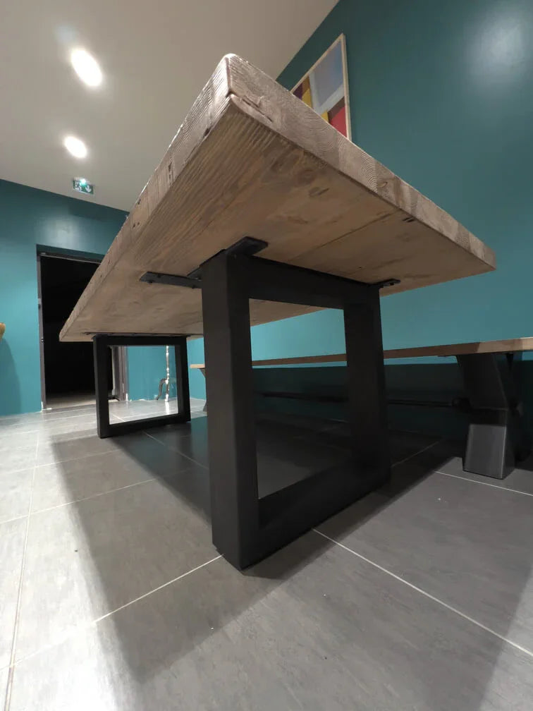 Table Bois Massif Pieds U Apparents (300cm) | Meuble Ébéniste
