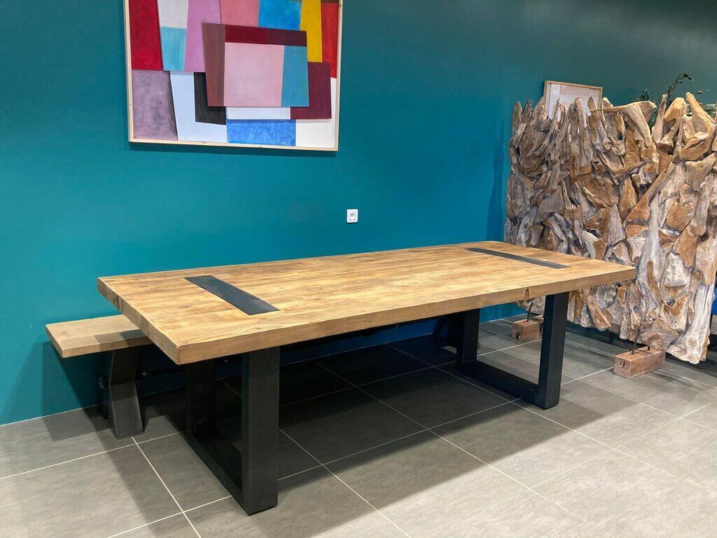 Table Bois Massif Pieds U Apparents (300cm) | Meuble Ébéniste
