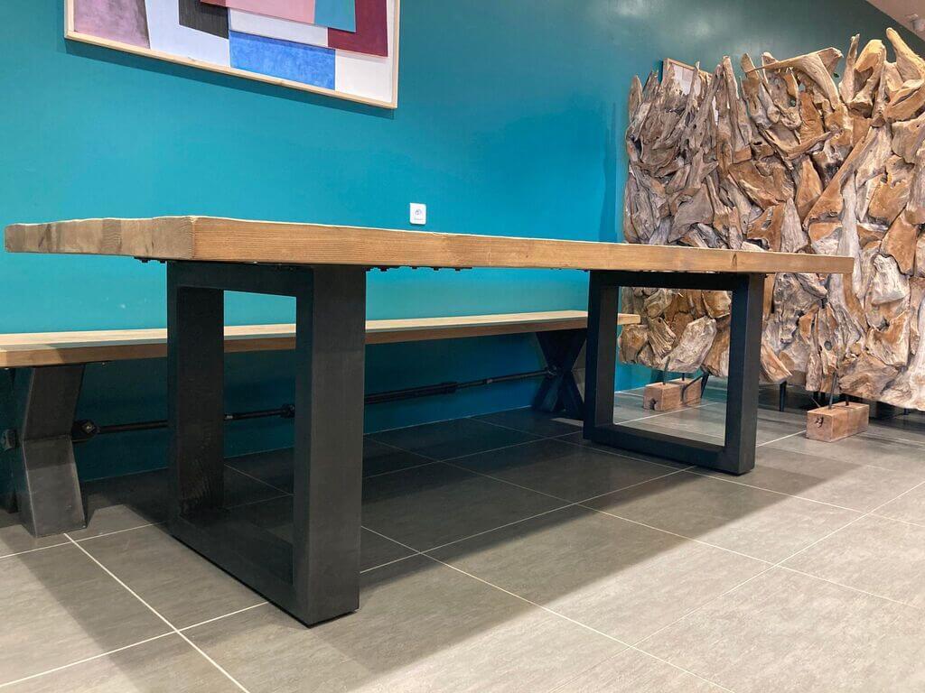 Table Bois Massif Pieds U Apparents (300cm) | Meuble Ébéniste