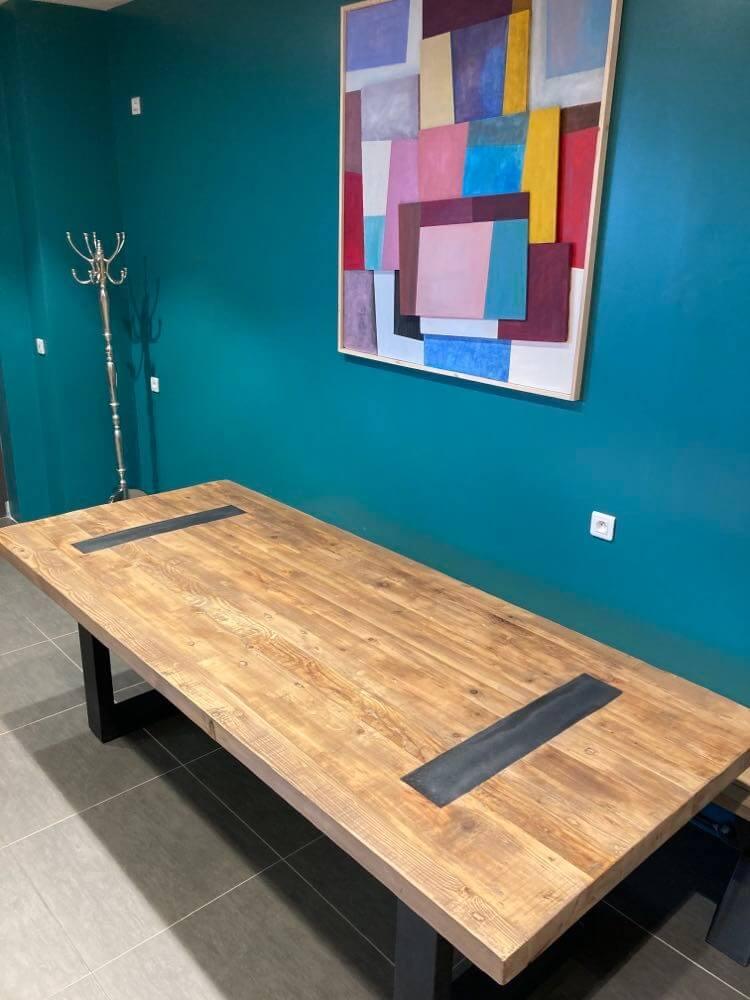 Table Bois Massif Pieds U Apparents (300cm) | Meuble Ébéniste